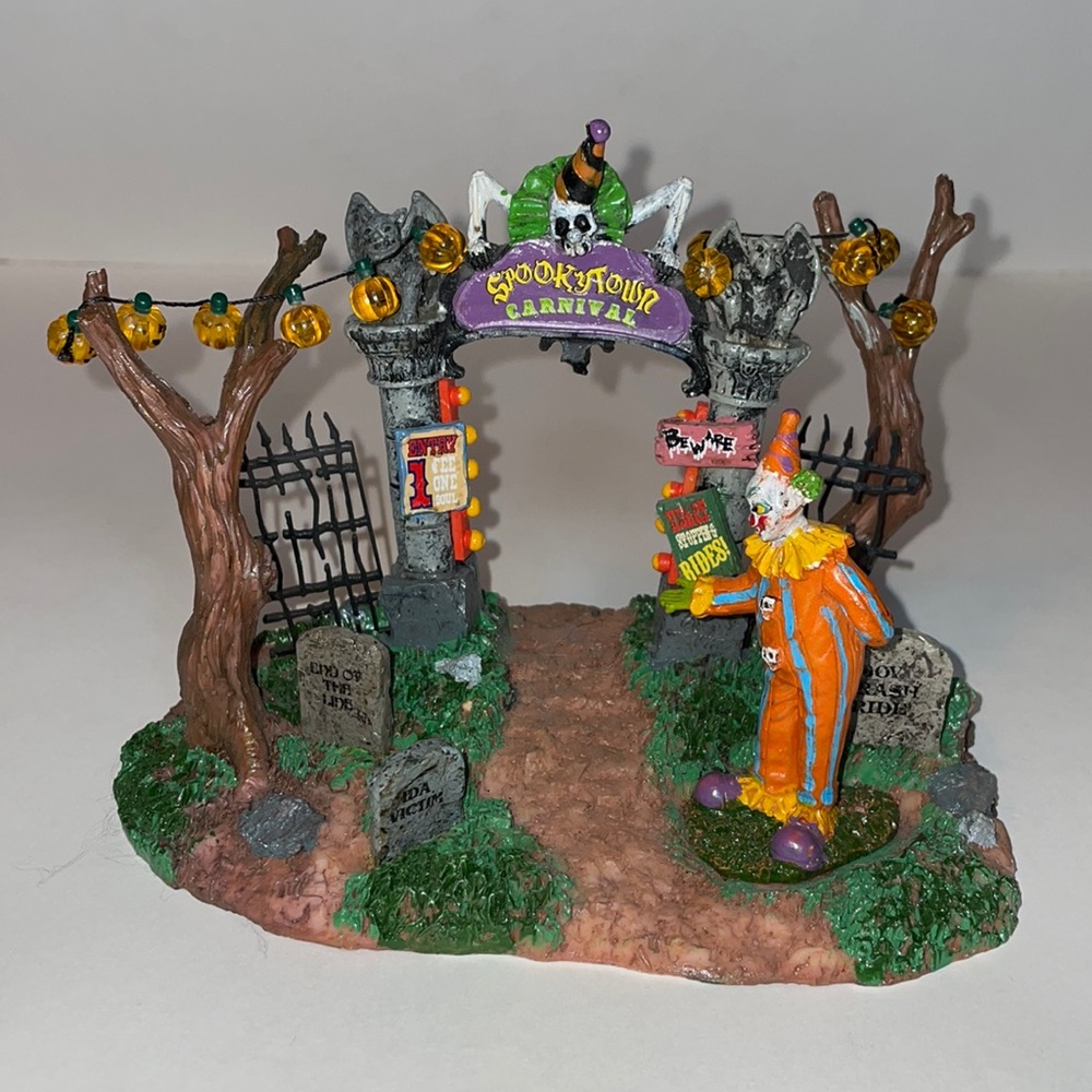 RARE! Lemax Spooky Town Halloween Village Accessory ~ CARNIVAL GATE / ENTRANCE